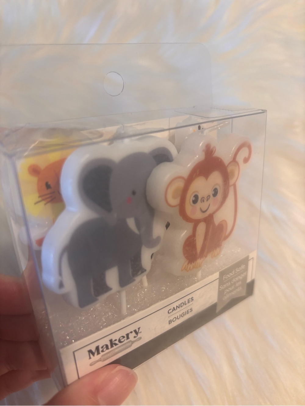 Makery Animal Party Candles - Elephant & Monkey - White, Gray, Brown